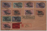 Memelgebiet, 1922, Mi.- Nr.: 72- 83 (ohne 79) als MiF auf Lupo- R- Eilboten- Fernbrief von Memel nach Berlin