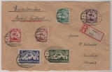 Danzig, 1922, Mi.- Nr.: 66- 71 als Satzbrief- MiF auf Lupo- Einschreiben- Auslandsbrief von Danzig nach Neuchatel (CH)