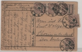 DR, Hochinflation, 30.11.1923 (letzttag!), Mi.- Nr.: 326 A (5x) als MeF auf Fernpostkarte von Hannover nach Chorin