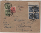 DR, Hochinflation, 1923, Mi.- Nrn.: 310A (5x WOR, rs.)319A (vs. 4x, 2x mit Or) u.a. als MiF auf Fernbrief von Eberswalde nach Braunschweig