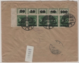 DR, Hochinflation, 1923, Mi.- Nrn.: 310A (5x WOR, rs.)319A (vs. 4x, 2x mit Or) u.a. als MiF auf Fernbrief von Eberswalde nach Braunschweig