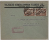 DR / Infla, 1920, Mi.- Nrn.: 114 a (2x), als MeF auf Einschreiben- Fernbrief von Waldkirch nach Regensburg, gepr. Infla / BPP!