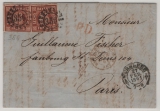 Bayern, 1861, Mi.- Nr.: 4 (2x) als MeF auf Auslandsbrief von Nürnberg nach Paris (Fr.)