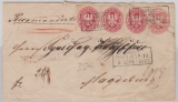 1 Sgr.- GS- Umschlag mit 4x Nr. 16 als Zusatzfrankatur, auf Einschreiben- Fernbrief von Berlin nach Magdeburg