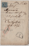 Bayern, 1858/59, Mi.- Nr.: 2 II Pl. 5, als EF auf R.- Laufzettel per fahrender Post von Arnstein nach Alzenau, Attest Sem BPP!