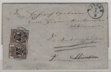 Hannover, ca. 1857, Mi.- Nr.: 10 (2x) , als MeF auf Fernbrief von Lingen (netter Stempel!) nach Münster, weitergesandt nach Recklinghausen