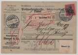 DR, Germania 1913, Mi.- Nr.: 93 I als EF auf Auslandspaketkarte für 1 Paket von Dresden nach Bern (CH)