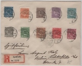 Schleswig, 1920, Mi.-Nrn.: 1- 14, als MiF auf 2 Einschreiben- Fernbrief, von Apenrade / Flensburg nach Berlin
