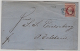 Hannover, ca. 1860, Mi.- Nr.: 14 (b / c), als EF auf Fernbrief von Bremen Bahnhof nach Adelebsen (Vorphilastempel rs.)