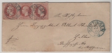 Hannover, ca. 1863, Mi.- Nr.: 14 (3x), als MeF auf Fernbrief von Göttingen nach nach (Fulda???)