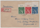 Berlin, 1949, Mi.- Nr.: 68- 70, (je vom / mit OR!) als MiF auf Einschreiben- Fernbrief von Berlin nach Coburg, nette MiF!