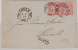 Nr.: 16 (2x) als Auslandsbrief von Coeln nach Roermond (Niederlande), mit schönem, kleinem Hufeisenstempel, Coeln