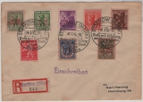 Lokalausgaben, D.- OST, 1946, Storkow, Mi.- Nr. 1- 8 gestempelt, R.- Fernbrief von Storkow nach Hamburg