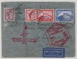 DR, 1933, Mi.- Nr.: 423, 455 u.a. als MiF auf Zeppelinbrief Anschlußflug zur Südamerikafahrt 1933, von Berlin nach La Ensenada (Chile)