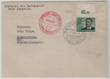 DR, 1938, Mi.- Nr.: 538 (mit OR!) als EF auf Zeppelinbrief von FF/M via Sudetenlandfahrt 1938 nach Ludwigsburg
