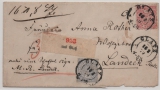 NDP, ca. 1870, Mi.- Nr.: 16 + 17 als MiF auf Paketbegleitbrief von Glatz nach Landeck