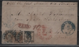 Hannover, 1860, Mi.- Nrn.: 17y + 19a (2x) als MiF, auf Schiffspost- Überseebrief, von Osnabrück nach St. Louis / USA, akt. FA Jäschke- L.!