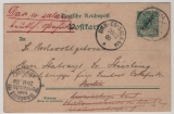 Kamerun, 1900, 5 RPfg.- Überdruck- GS, (Mi.- Nr.: 1), gelaufen von Viktoria nach Berlin, nachgesandt nach Da-es-Salam (DOA)