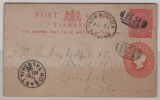 Australien / Tasmania, 1896, 1,5 P. Zudruck- GS- Karte, gelaufen von New Norfolk nach Hobart