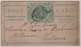 Australien / New South Wales, 1891, 3 P. - GS- Karte, gelaufen von Sydney nach Victoria