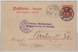 DR, Germania, 1910, 10 RPfg.- Antwort- GS- Karte, A.- Teil (Mi.- Nr.: P 82 A?), gelaufen von Tokio (!) nach Berlin
