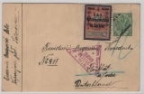 Österreich, 1917, Feldpost, 5 Kr. K. + K.- Feldpost- GS + 4 Heller Steuermarke als Zusatz, gelaufen von  Z ... nach FF/O. (D.)