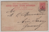 British Guiana, 1893, 2 Ct.- Überdruck- Antwort- GS- Karte, gelaufen als Auslandspostkarte von ... nach Aue (D:)