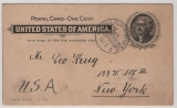 DAP China, 1901, Boxeraufstand, K.D. Feldpostexped. b auf USA- GS, gelaufen von Tientsin nach New York! Kurios!