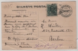 Brasilien, 1909, 50 Rs.- Bildpost- GS- Karte + 50 Rs. Zusatzfr., gelaufen als Aulandspostkarte von Douerte(?) nach Berlin (D)