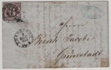 T + T, 1852, Mi.- Nr.: 9 als EF auf Fernbrief von FF/M. nach Grünstadt
