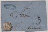 T + T, ca. 1853, Mi.- Nr.: 34 als EF auf Fernbrief von Nievennerhütte nach Ansbach