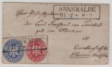 AD, Preußen, ca. 1862, Mi.- Nr.: 16 + 17 als MiF auf Fernbrief von Arnswalde nach Hamm