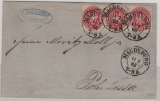 AD, Preußen, ca. 1862, Mi.- Nr.: 16 (3x) als MeF auf Fernbrief von Magdeburg nach Poln. Lissa
