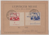 DDR, 1951, Mi.- Nrn.: 282( DV)-283 (DZ), auf FDC- Erinnerungskarte zur Leipziger Messe 1951, mit passendem ESST!