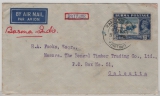 Burma, 1941 (?), 3,6 Annas EF auf Luftpost- Auslandsbrief von Rangoon nach Calcutta (Indien)