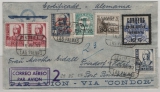 Spanien, Canarische Inseln, 1937, Canarias- Überdruck u.a. in MiF auf Luftpost- Auslandsbrief von Las Palmas nach Prisdorf