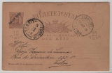 Portugal, 1894, 10 R.- Überdruck (1893!)- GS- Karte, gelaufen als Fernpostkarte von Leiria nach Lisabon