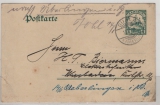 Kamerun, 1909, 5 RPfg.- GS- Karte, (Mi.- Nr.: 15?), gelaufen von Duala nach Wiesbaden, nachgesand nach Überlingen