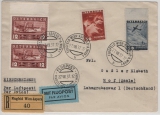 Österreich, 1937, 104 Gr. MiF auf Einscvhreiben- Luftpost- Auslandsbrief von Wien (2 versch. Stempel!) nach Hof (D.)