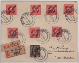 CSSR / Tschechoslovakei, 1919, 195 H.- Überdruck- MiF auf Orts- Express- Einschreiben innerhalb von Mlada Boleslav