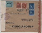 Finnland, 1943, 5,5 Mk. MiF auf Luftpost- Auslandsbrief von Helsinki nach Berlin (mit 2x Zensur, 1x Finnischer + 1 D.)