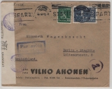 Finnland, 1943, 5,5 Mk. MiF auf Luftpost- Auslandsbrief von Helsinki nach Berlin (mit 2x Zensur, 1x Finnischer + 1 D.)