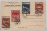 Fiume, 57 Ct. MiF (davon 4 Überdruck- Werte) vs. u. rs. auf Postkarte, nicht gelaufen