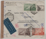 Spanien, 1942, 2,75 Pts. - MiF, auf Auslands- Luftpostbrief von Sevilla nach Hamburg, mit Spanischer und Dt. Zensur!