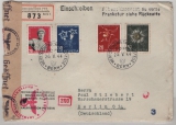 Schweiz, 1944, 1 Fr. MiF (vs. + rs. [mit Automatenmarke!?]) auf Auslands- Einschreiben von Bern nach Berlin + Zensur