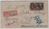 USA, 1894, 13 Ct. MiF auf R.- Auslandsbrief von New York nach Berlin, und hier mehrfache Zustellversuche + nachgesandt