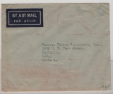 Indien, 1947, 4 A. (5x), als Freistempler, auf Luftpost- Auslandsbrief von Calcutta nach Portland (USA)