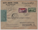 Syrien, 1935, 20 P. MiF auf Luftpost- Auslandsbrief von Damaskus via Le Bourget (Fr.) nach Braunschweig (D.)
