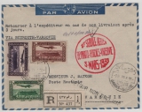 Syrien, 1939, 22,5 + X P. als MiF auf Erstflug- Luftpost- Auslands- Einschreiben von Damaskus via Beyrouth nach Warschau