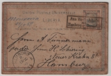 Liberia, 1889, 3 Ct.- GS- Postkarte, gelaufen als Auslandspostkarte, von Monrovia via Schiffs- und Bahnpost nach Hamburg